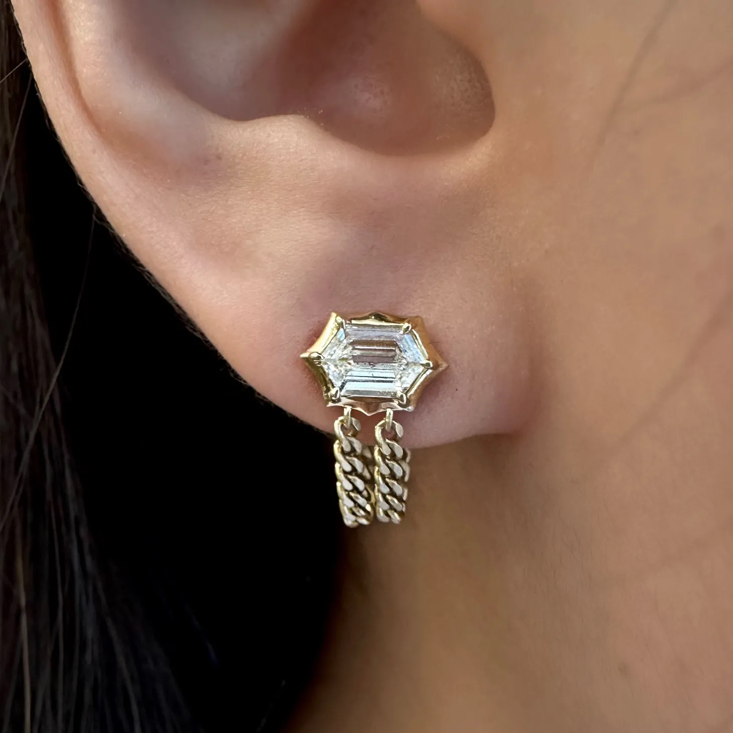 Alchemy Hex Chain Loop Earrings